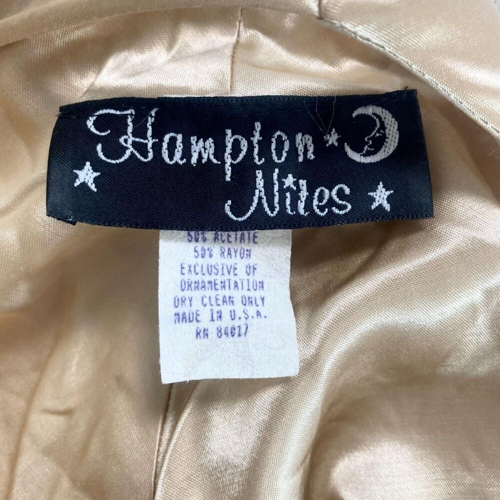 Hampton Nites Early 2000's Gold Champagne Satin Mermaid Prom Formal Dress 12 / L - Picture 5 of 6